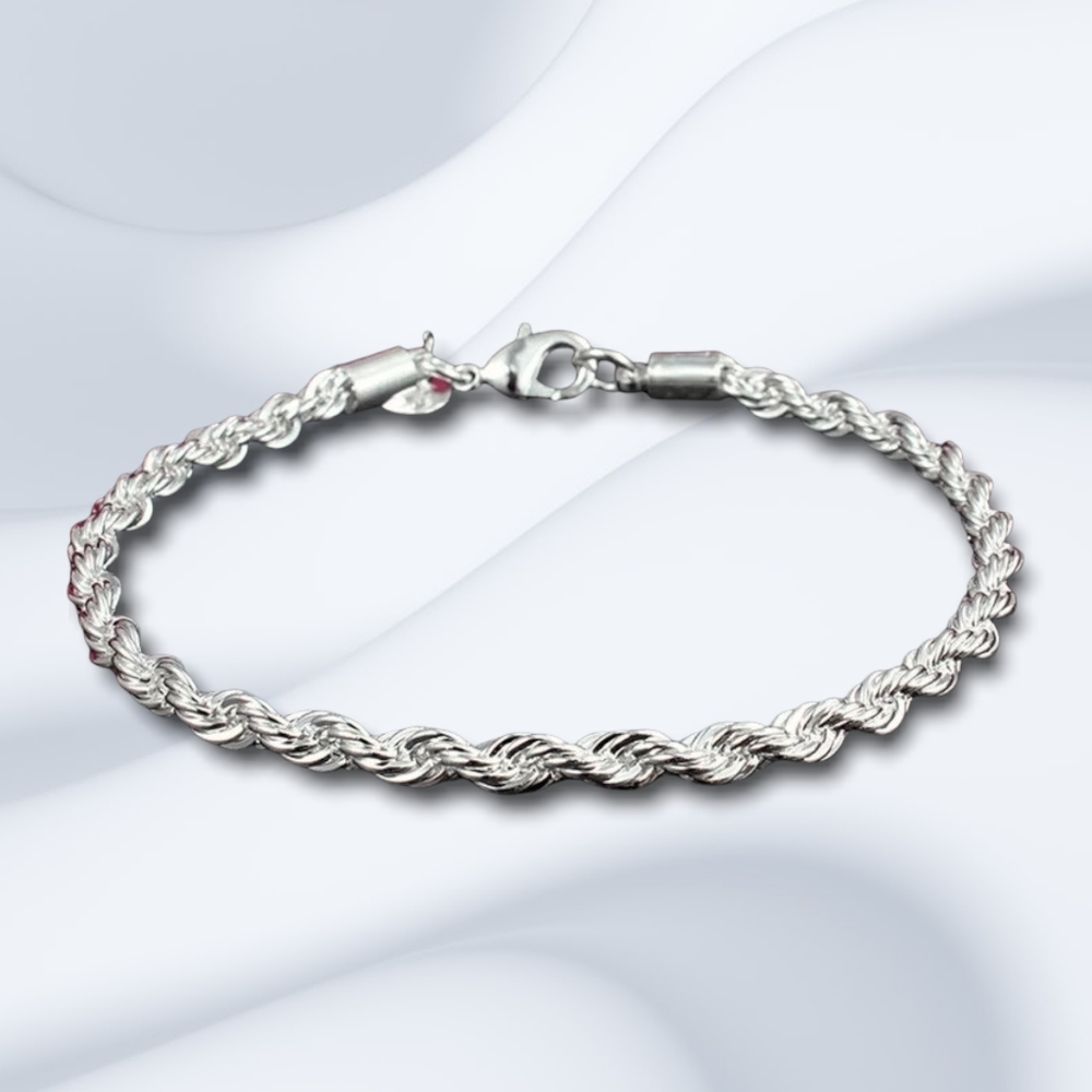 Sterling Silver bracelet Twist Rope Bracelet Chain New - Picture 12 of 14